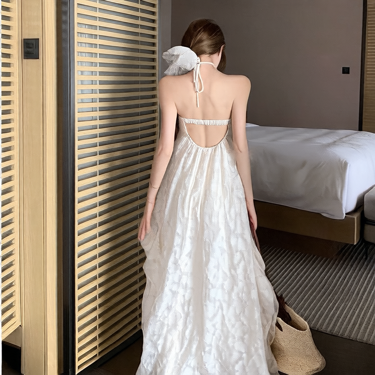 Backless halter dress