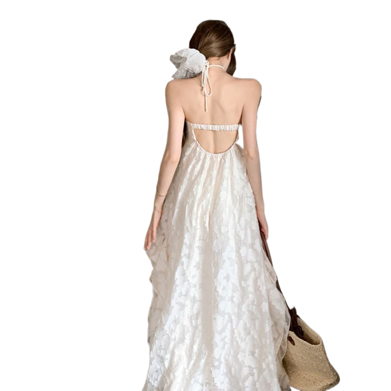 Backless halter dress