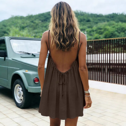 Backless halter mini dress