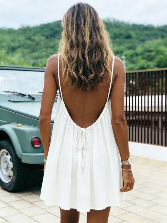 Backless halter mini dress