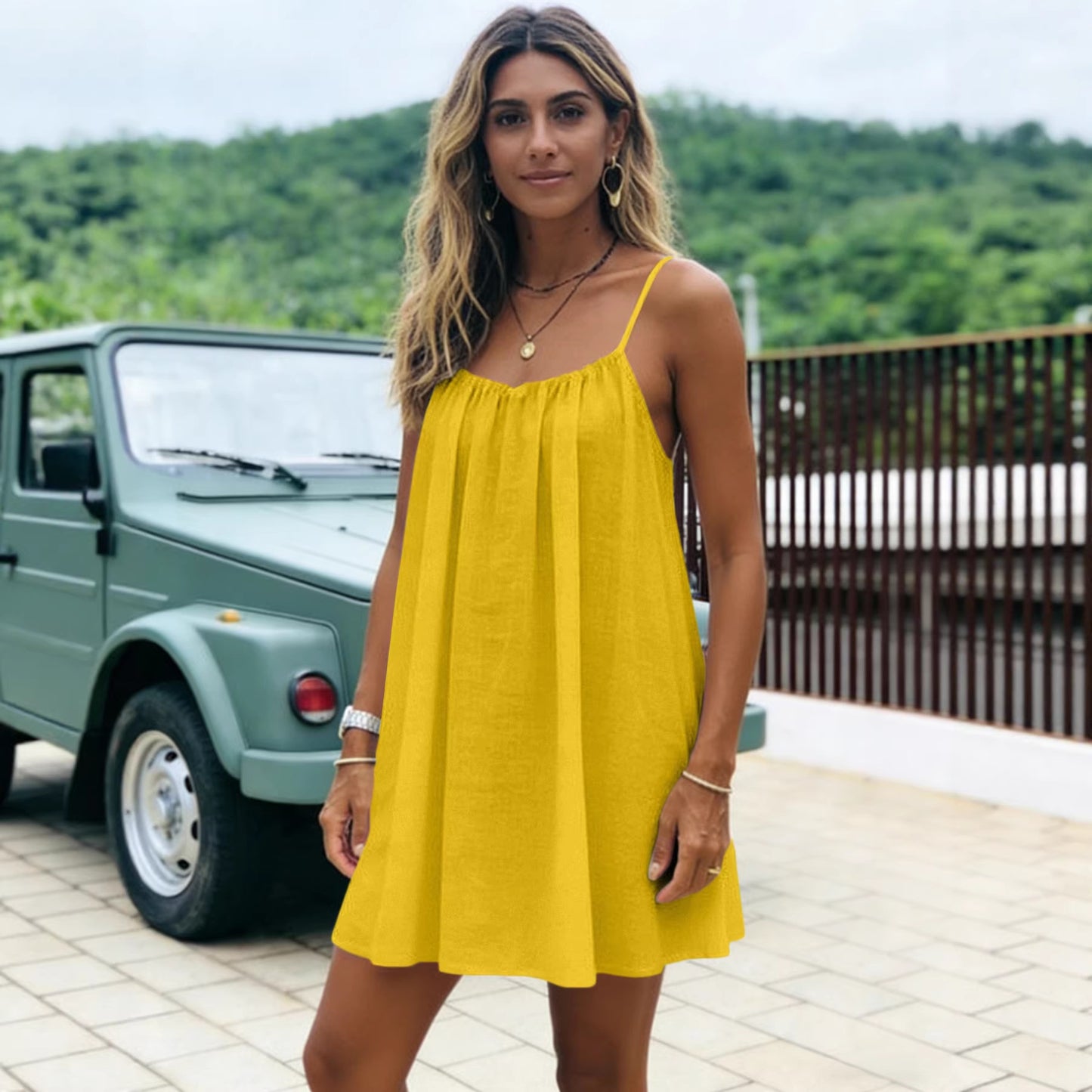 Backless halter mini dress