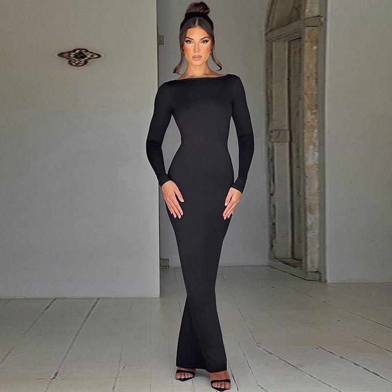 Backless pleated dress