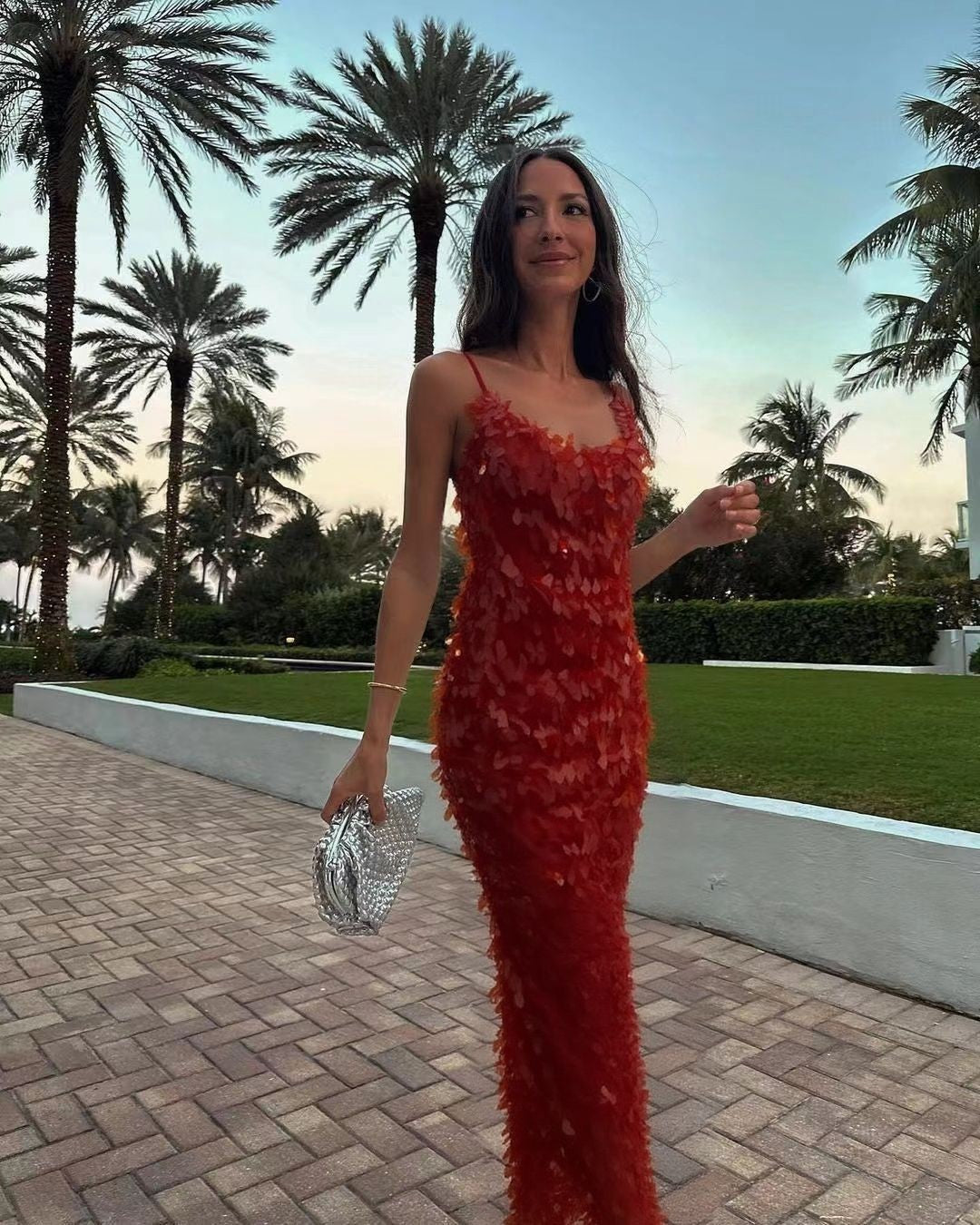 Backless Sequin Slim-Fit Long Dress