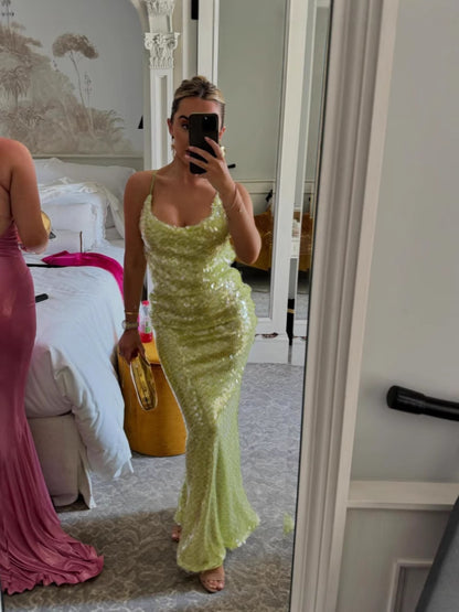 Backless Sequin Slim-Fit Long Dress