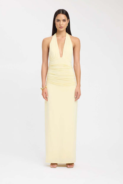 Backless, slit, solid-color long dress