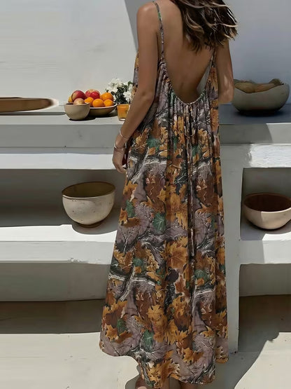 Backless Tie Strap Long Dress