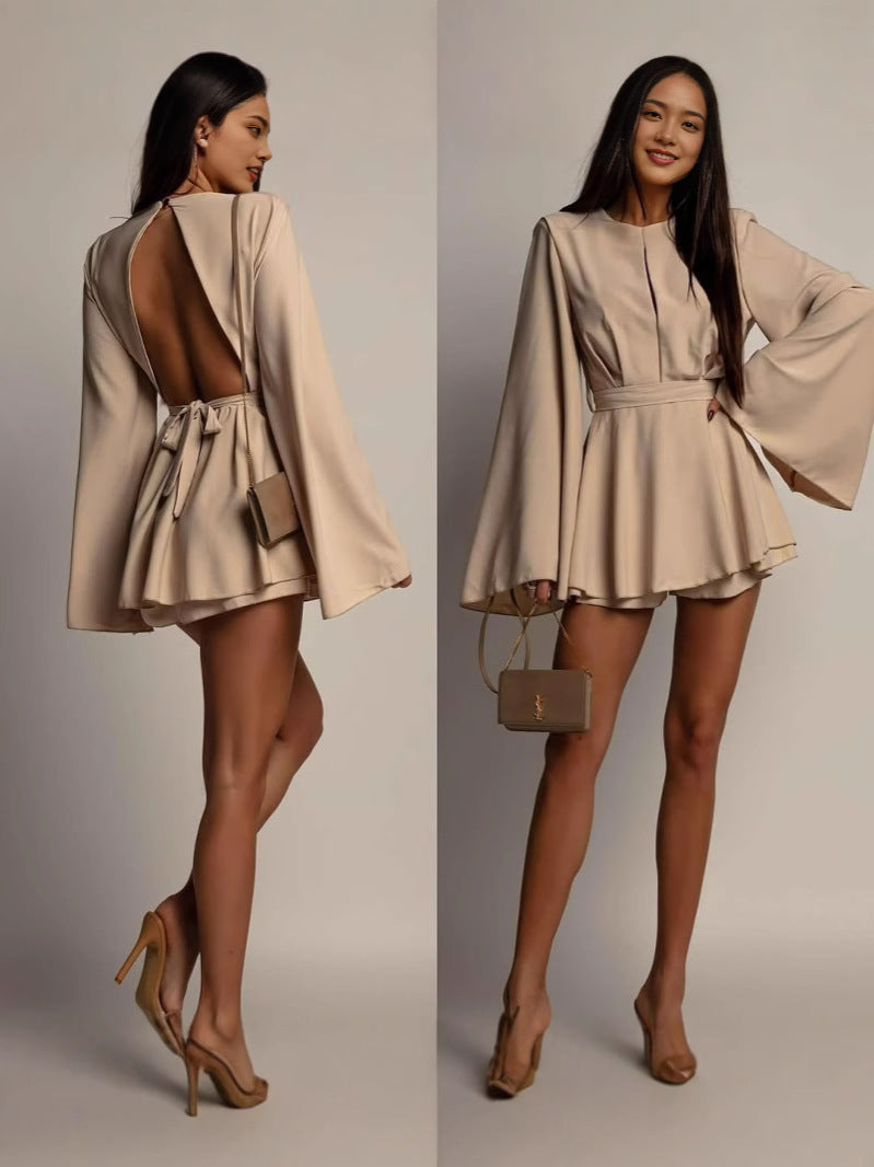 Backless Waist Cinching A-line Dress