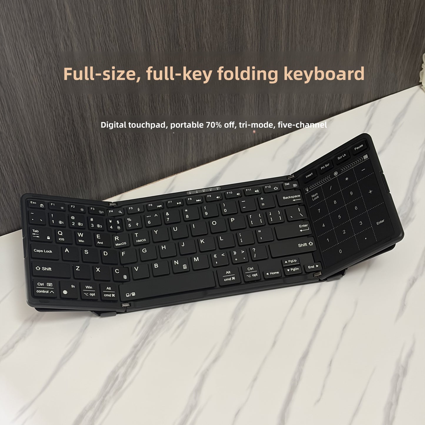 Backlit Foldable Wireless Keyboard with Touchpad