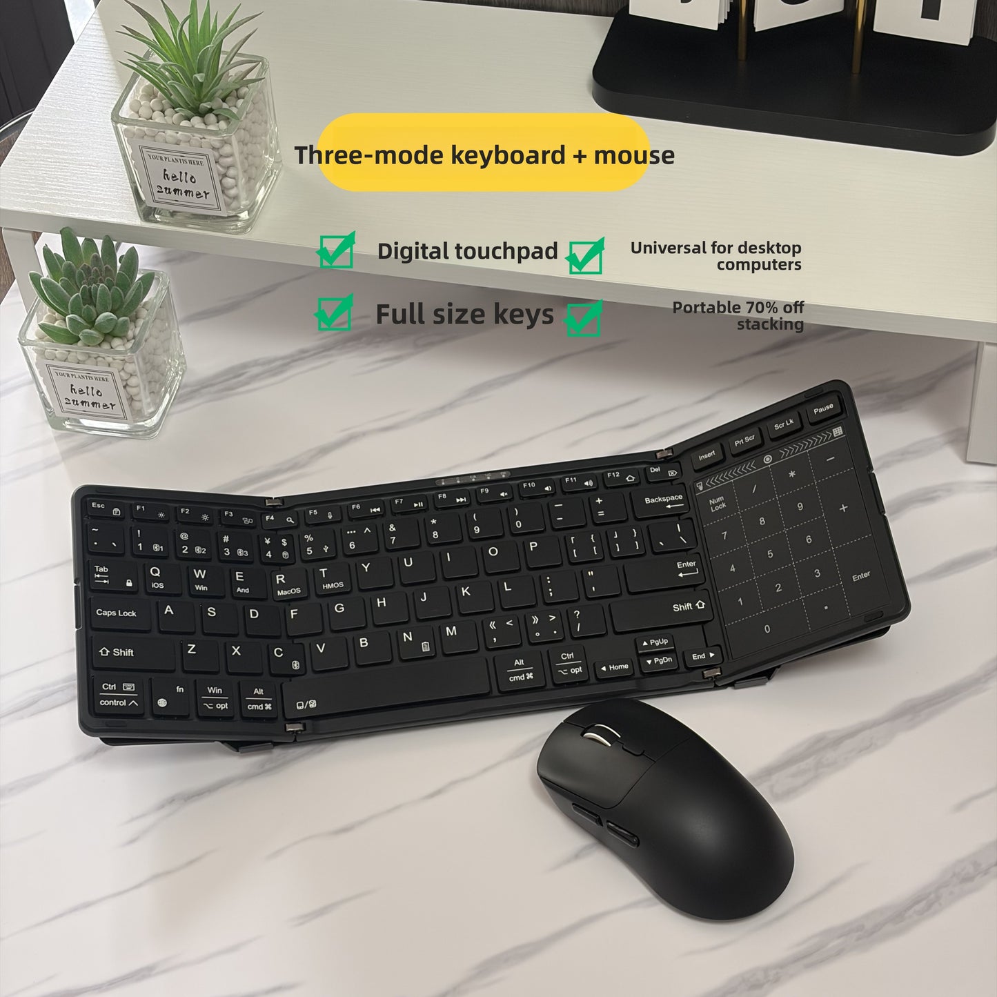 Backlit Foldable Wireless Keyboard with Touchpad