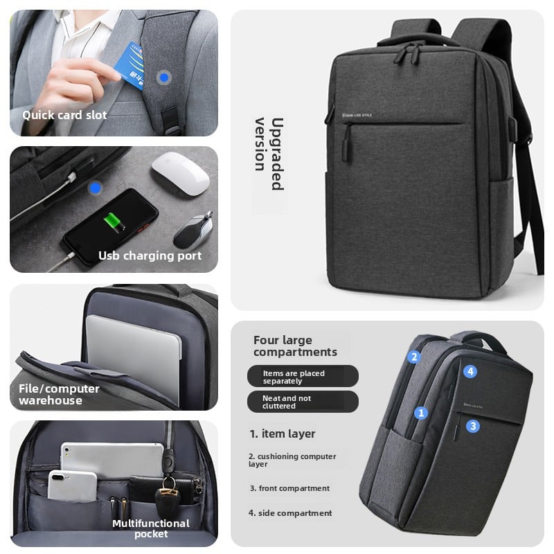 Backpack Business Large Capacity Travel Bag Men Work Clothing Computer Backpack Junior High School High School College Student Bag