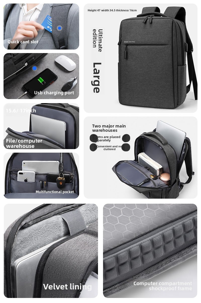 Backpack Business Large Capacity Travel Bag Men Work Clothing Computer Backpack Junior High School High School College Student Bag