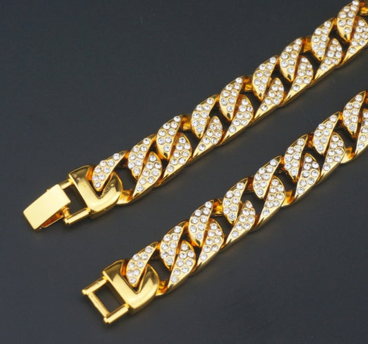 Full Diamond Cuban Chain Men’s Bracelet Domineering Gift