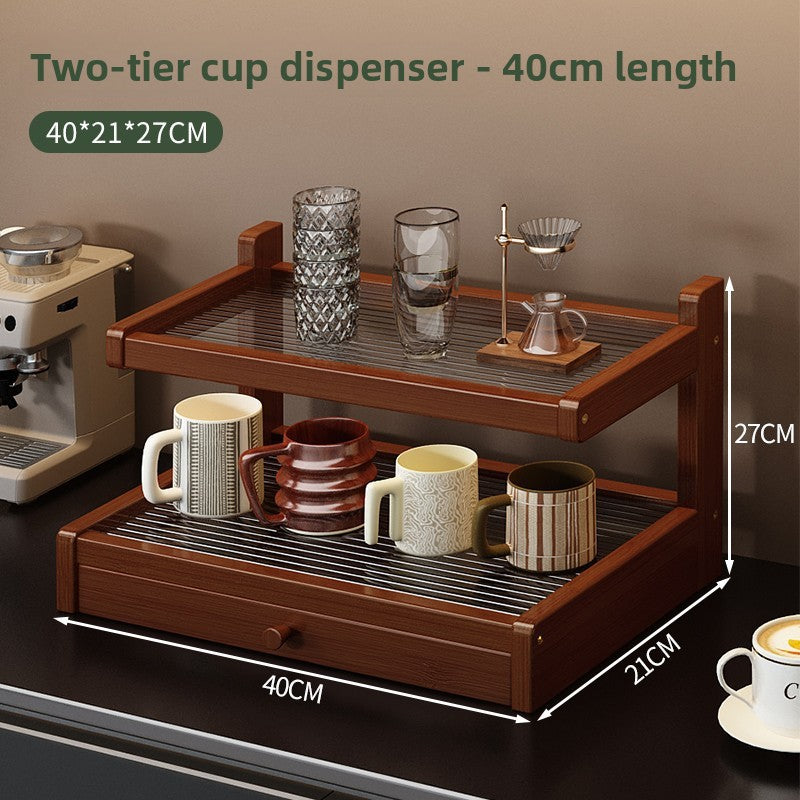 Bamboo Desktop Cup Holder Organizer