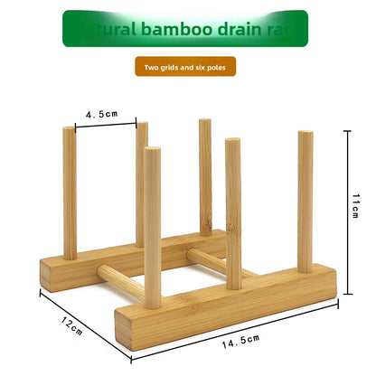Bamboo Dish Drying Rack Storage Organizer