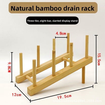 Bamboo Dish Drying Rack Storage Organizer
