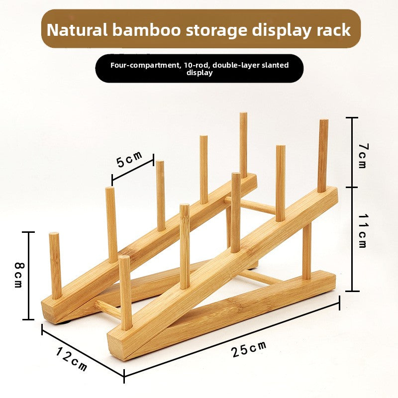 Bamboo Dish Drying Rack Storage Organizer