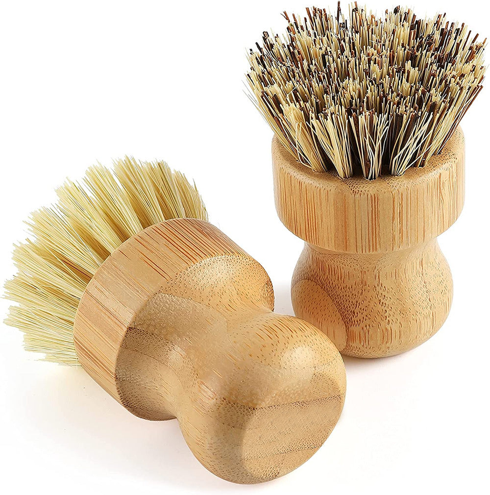 Bamboo dishwashing brush set