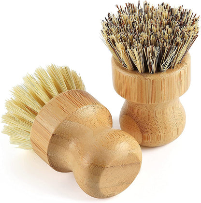 Bamboo dishwashing brush set
