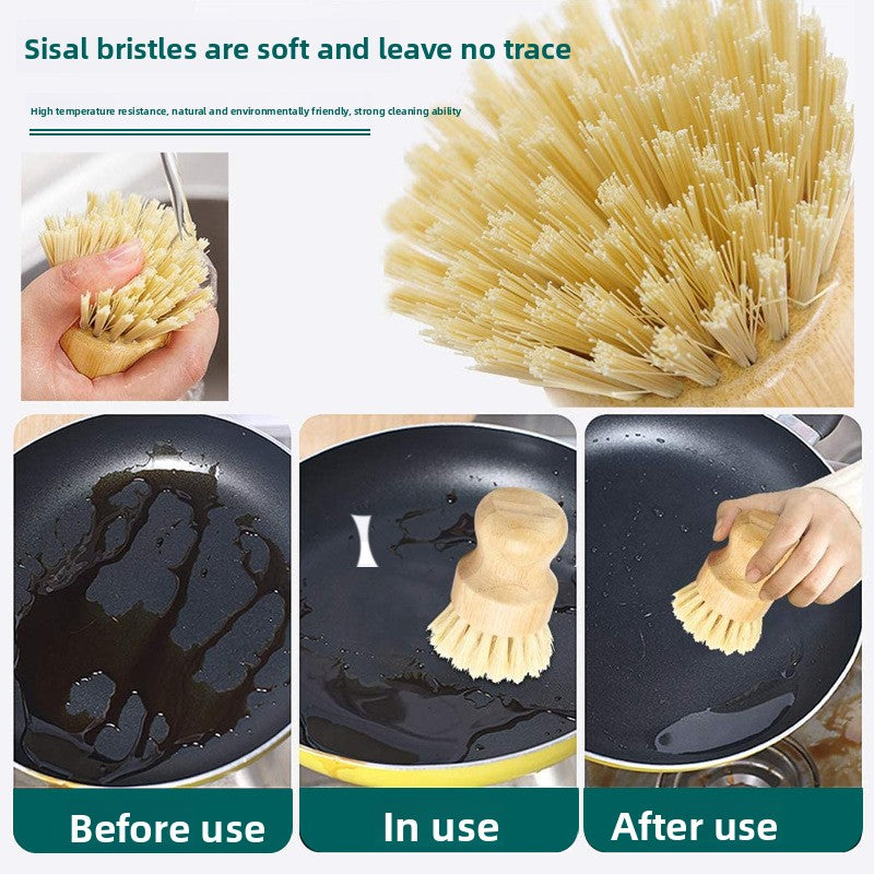 Bamboo dishwashing brush set