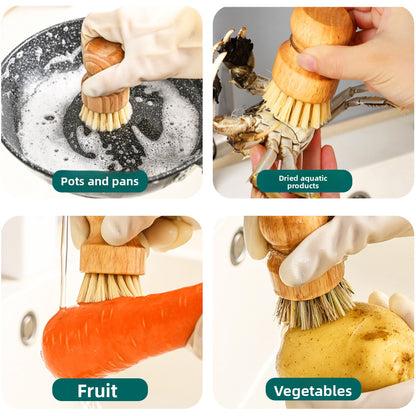 Bamboo dishwashing brush set