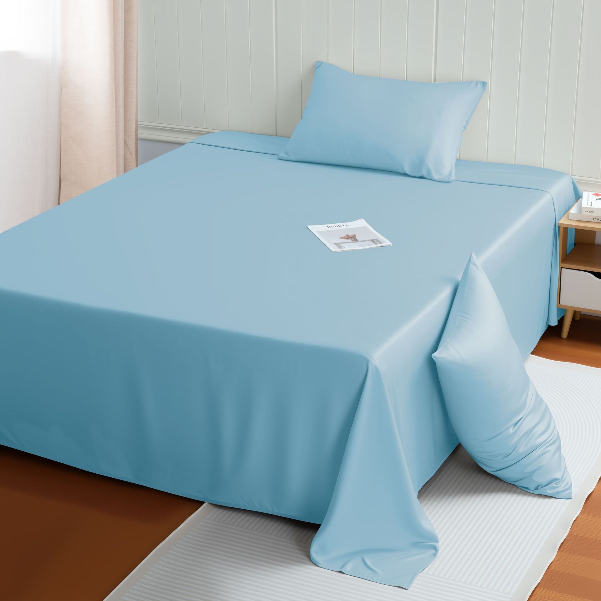 Bamboo Fiber Bedding Set Cooling Summer Solid Color