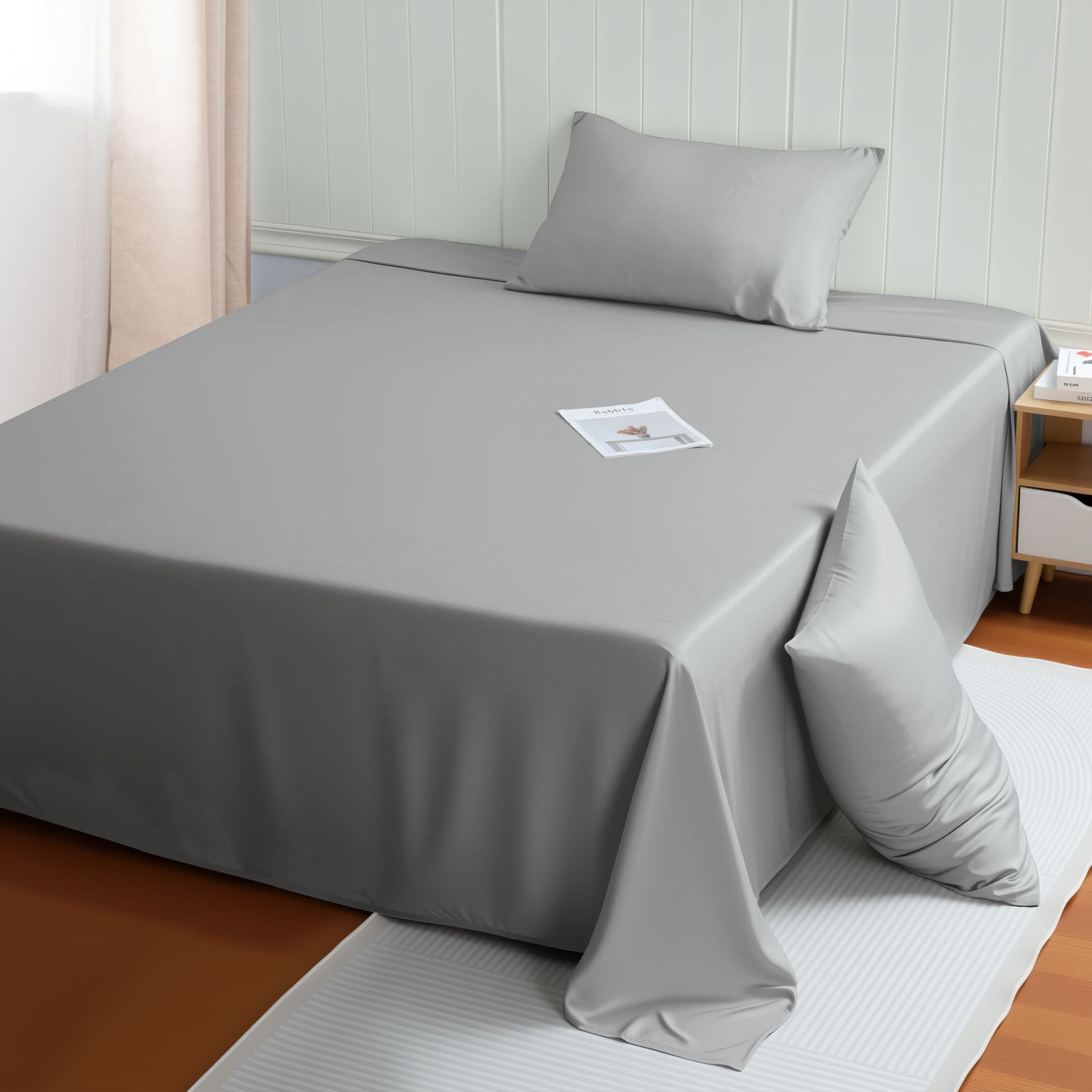 Bamboo Fiber Bedding Set Cooling Summer Solid Color