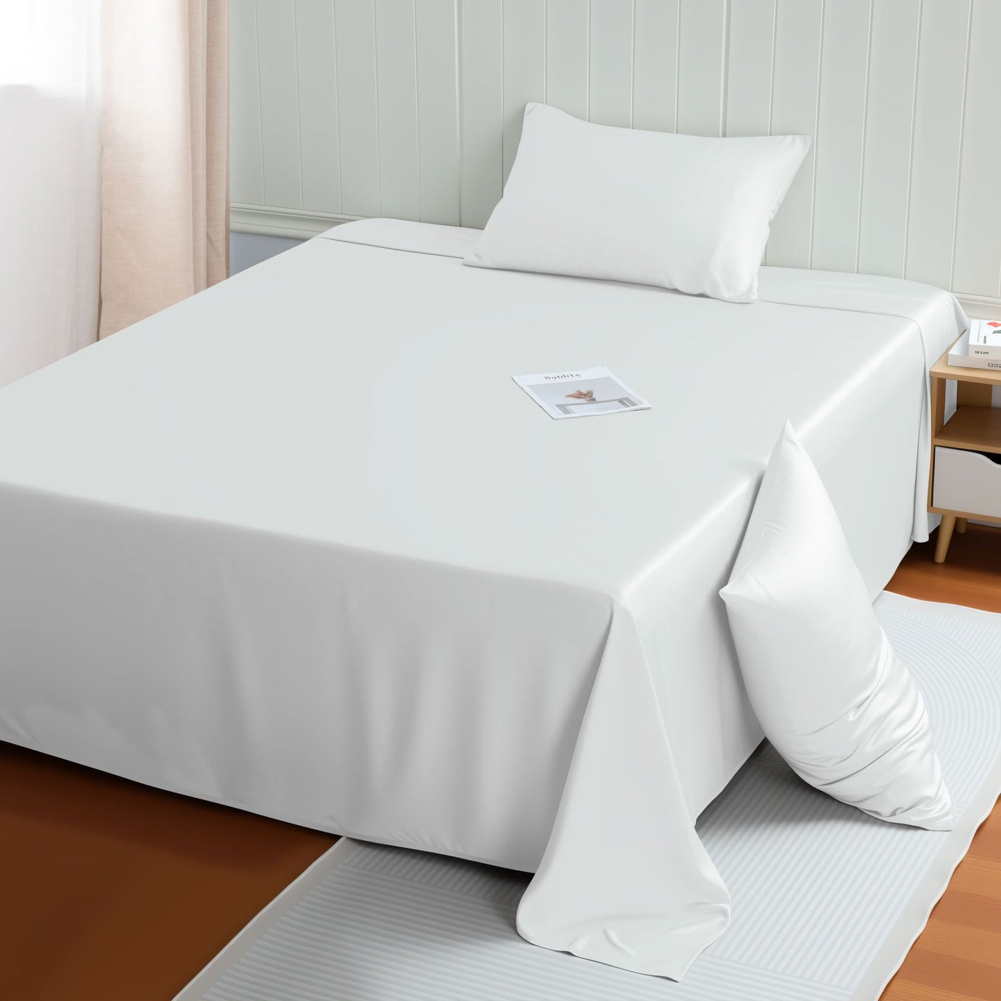 Bamboo Fiber Bedding Set Cooling Summer Solid Color