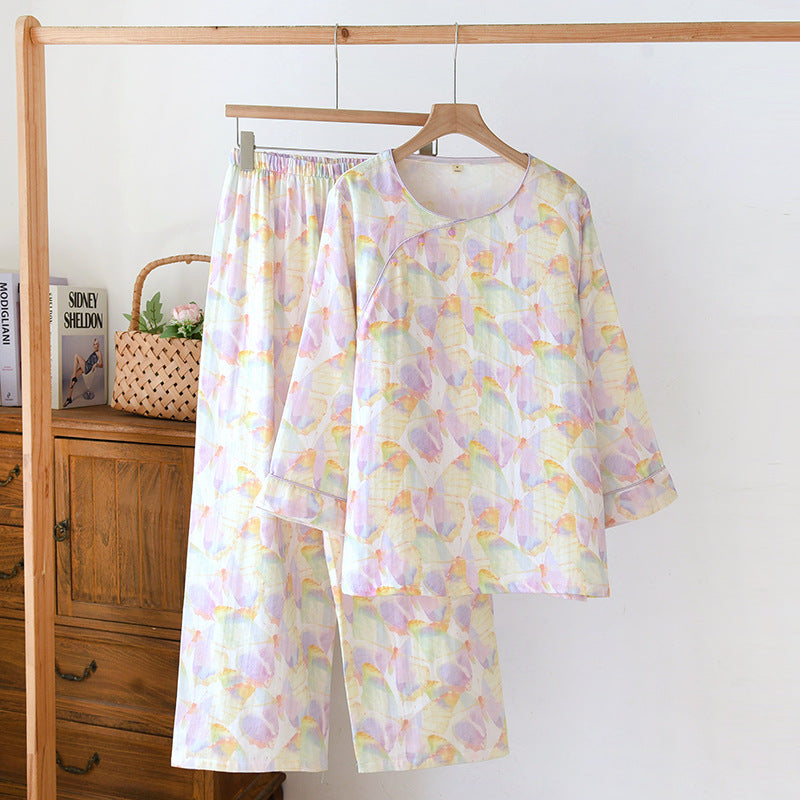 Bamboo Fiber Pajama Set Long Sleeve Home Wear