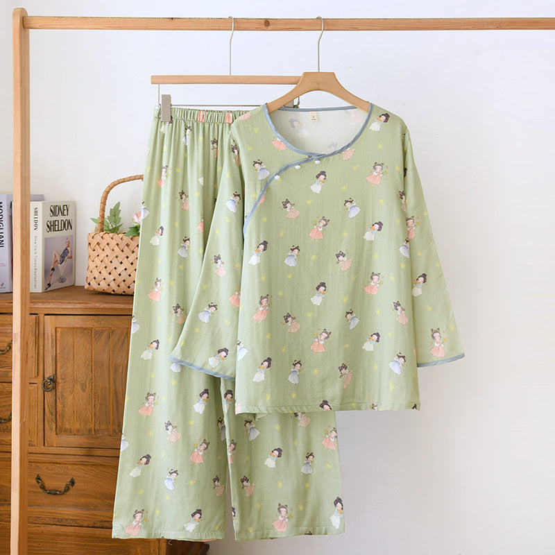 Bamboo Fiber Pajama Set Long Sleeve Home Wear