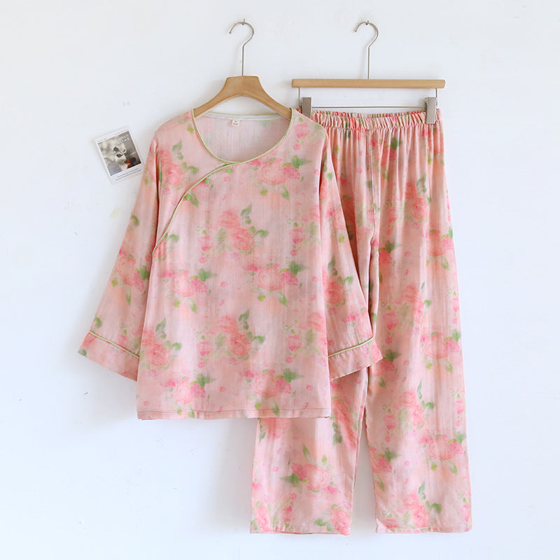 Bamboo Fiber Pajama Set Long Sleeve Home Wear