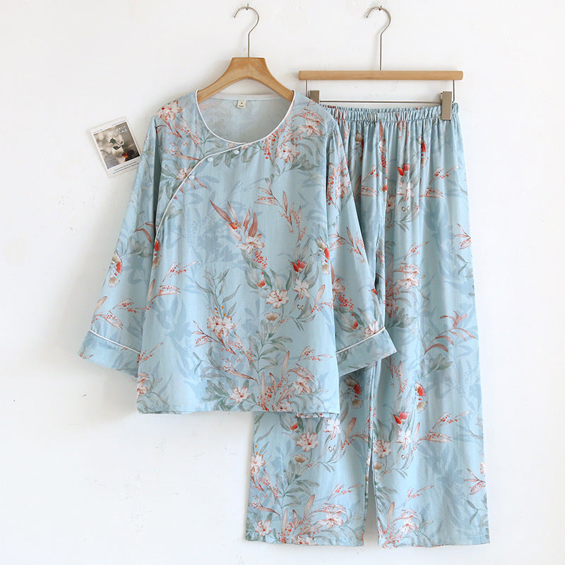 Bamboo Fiber Pajama Set Long Sleeve Home Wear