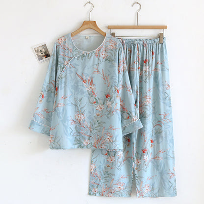 Bamboo Fiber Pajama Set Long Sleeve Home Wear