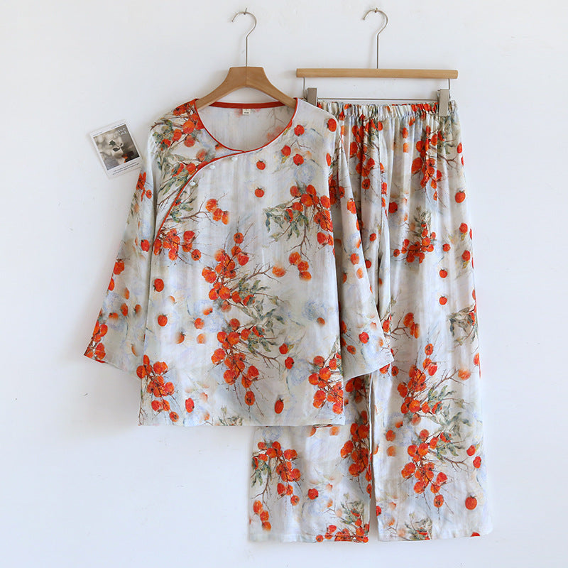 Bamboo Fiber Pajama Set Long Sleeve Home Wear