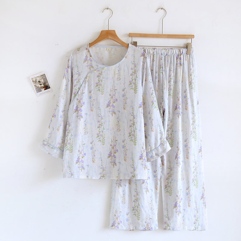 Bamboo Fiber Pajama Set Long Sleeve Home Wear