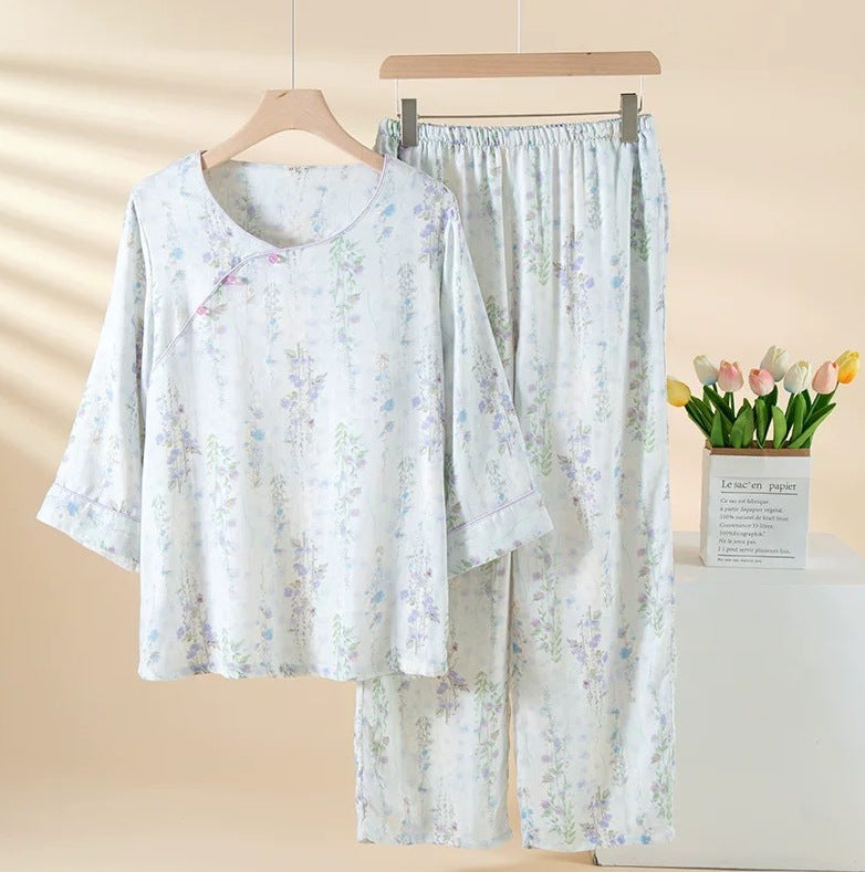 Bamboo Fiber Pajama Set Long Sleeve Home Wear