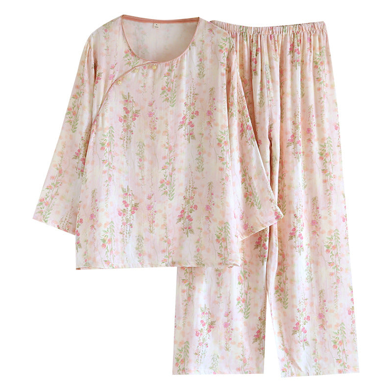 Bamboo Fiber Pajama Set Long Sleeve Home Wear