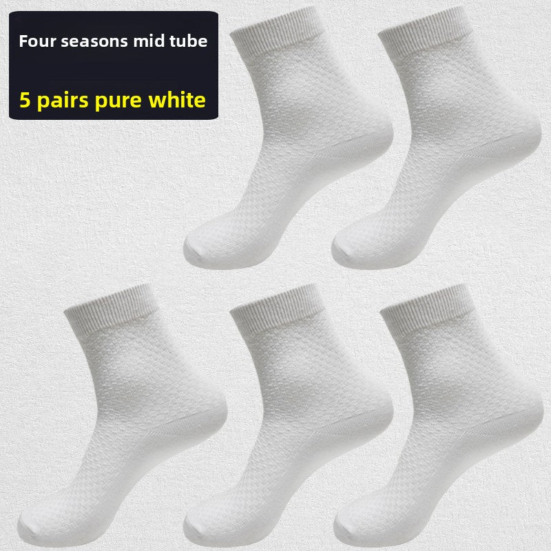 Bamboo Fiber Socks Men's Mid-Calf Socks Antibacterial Deodorant