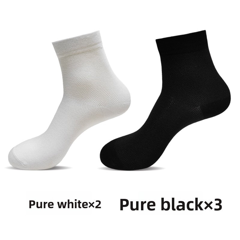 Bamboo Fiber Socks Men's Mid-Calf Socks Antibacterial Deodorant