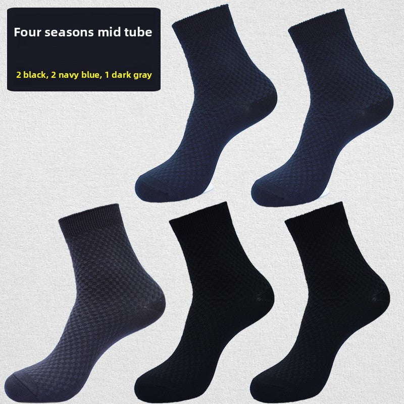 Bamboo Fiber Socks Men's Mid-Calf Socks Antibacterial Deodorant