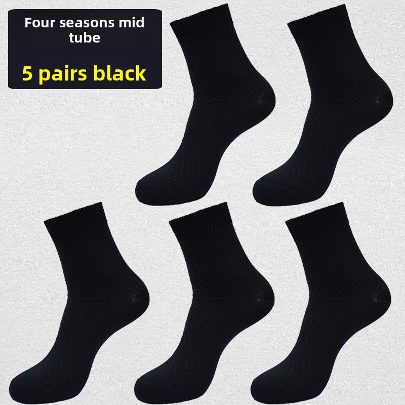 Bamboo Fiber Socks Men's Mid-Calf Socks Antibacterial Deodorant