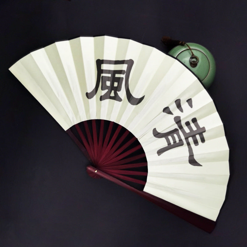 Bamboo folding fan with silk fabric in ancient style