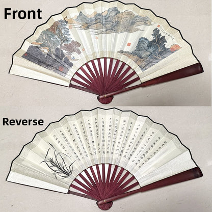 Bamboo folding fan with silk fabric in ancient style