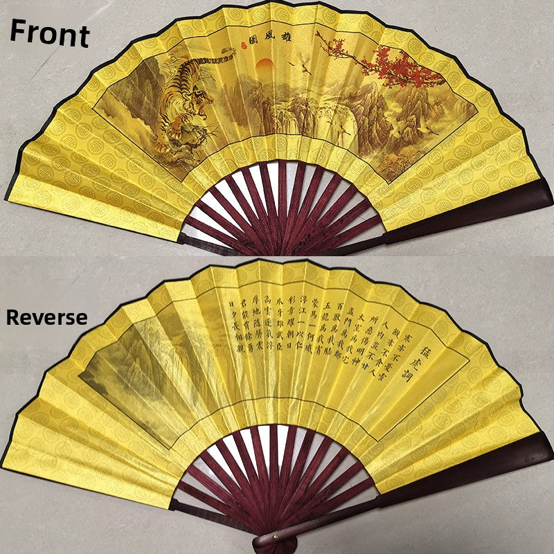 Bamboo folding fan with silk fabric in ancient style