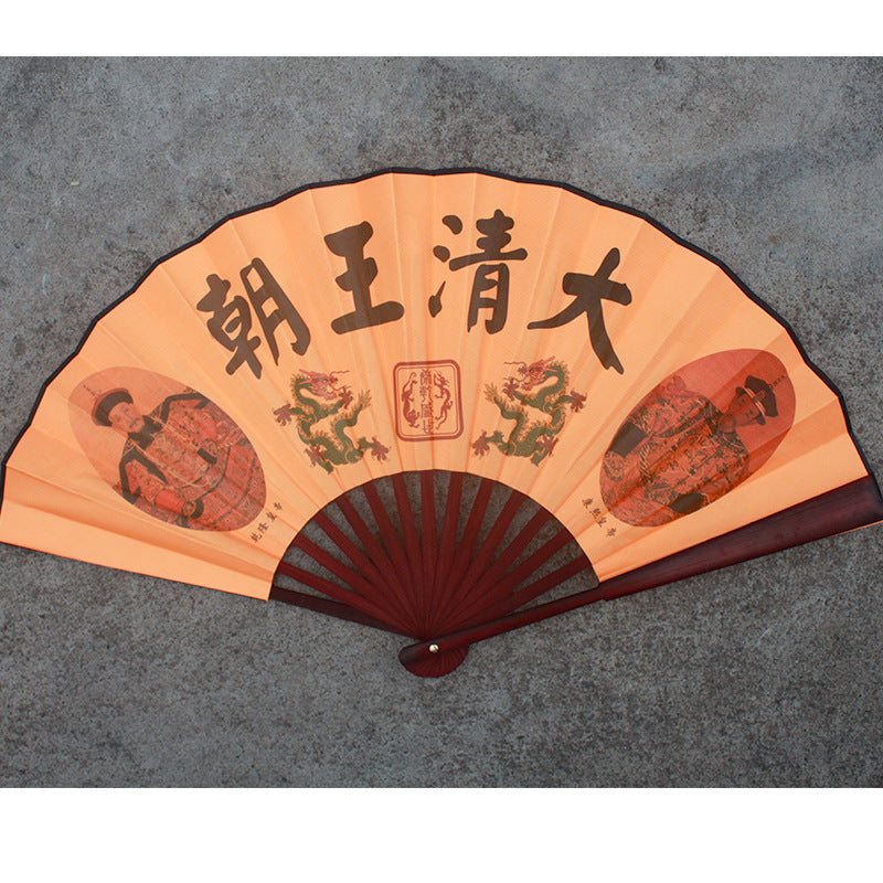 Bamboo folding fan with silk fabric in ancient style