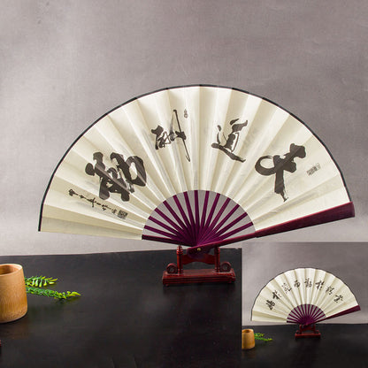 Bamboo folding fan with silk fabric in ancient style