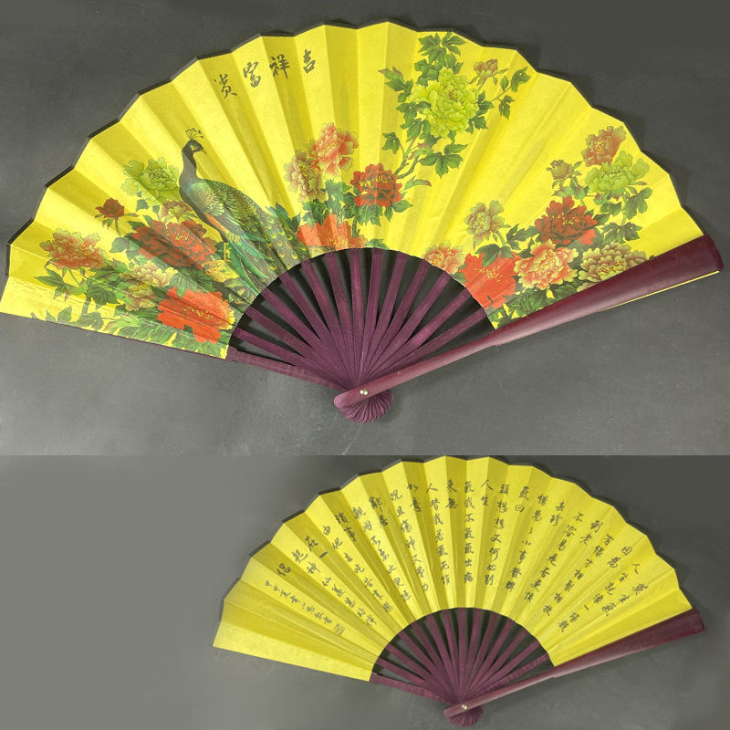 Bamboo folding fan with silk fabric in ancient style