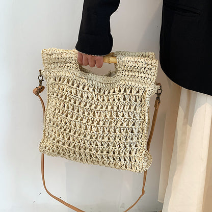 Bamboo joint hand-held straw bag
