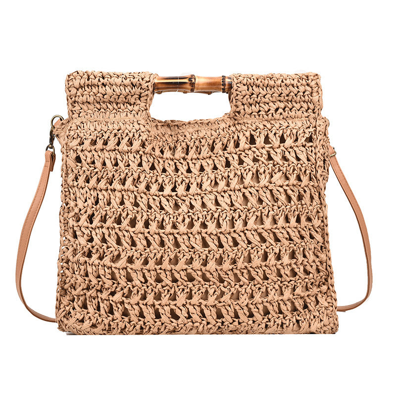 Bamboo joint hand-held straw bag
