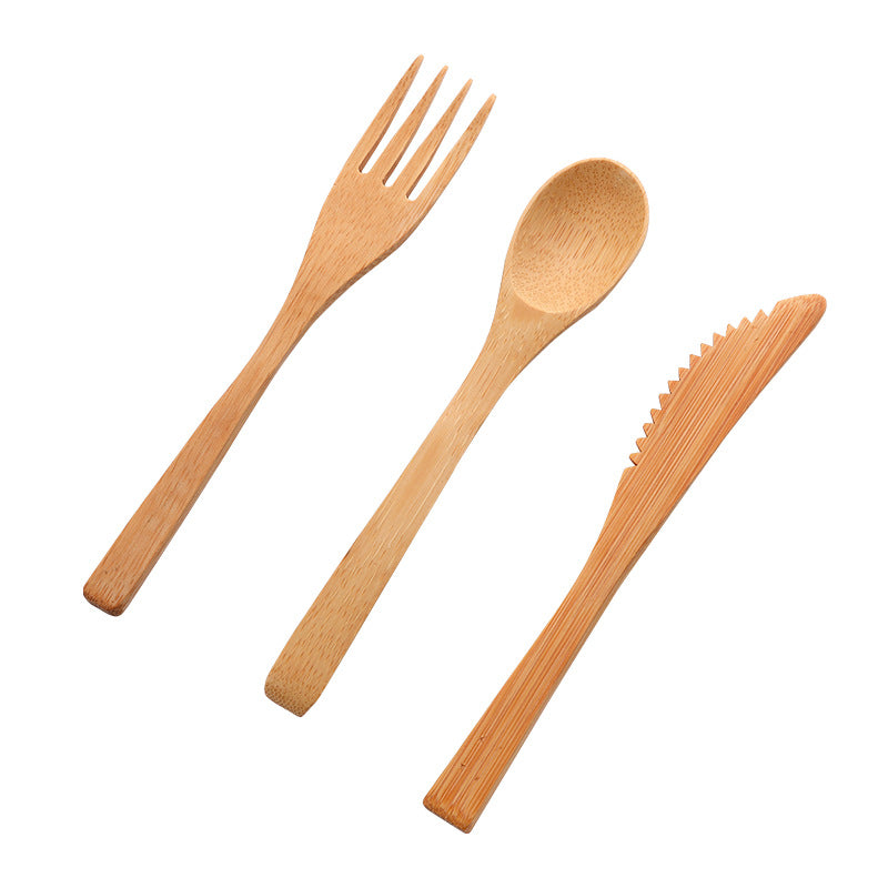 Bamboo knife, fork and spoon suit 16cm knife, fork and spoon three-piece set