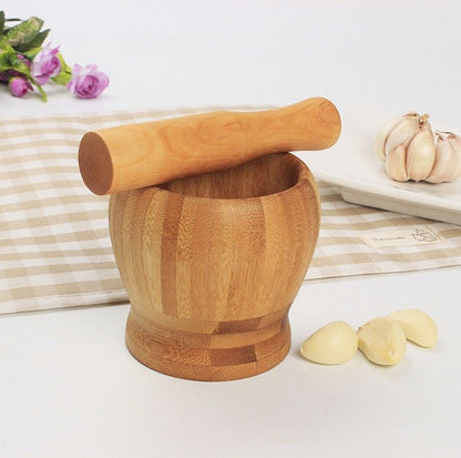 Bamboo Mortar Pestle